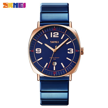 SKMEI Luminous Function Quartz Wristwatch Mens Luxury Stainless Steel Strap 3Bar Waterproof Date Time Watch - BE/RG