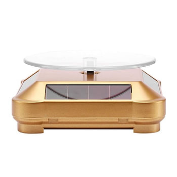 360° Solar Powered Rotating Turntable | Jwellery, Cellphone & Watch Display Stand | Gold