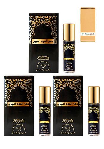 3 Pcs Nabeel Dahn Al Oud Amiri Alchohol Free Roll On Oil Perfume 6ML