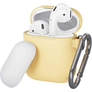 KEYBUDZ PodSkinz Switch Case with Carabiner for AirPods 1 & 2 - Pastel Yellow