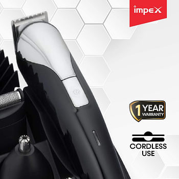 Impex  8-in-1 Professional Multi grooming and Trimmer Kit nose trimmer Cordless with USB Charging 60 Mins Run Time