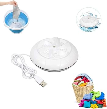 Cyber Portable USB Washing Machine Ultrasonic Turbine Mini Rotating Laundry Washer with USB Cable for Children's