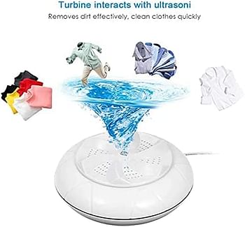 Cyber Portable USB Washing Machine Ultrasonic Turbine Mini Rotating Laundry Washer with USB Cable for Children's