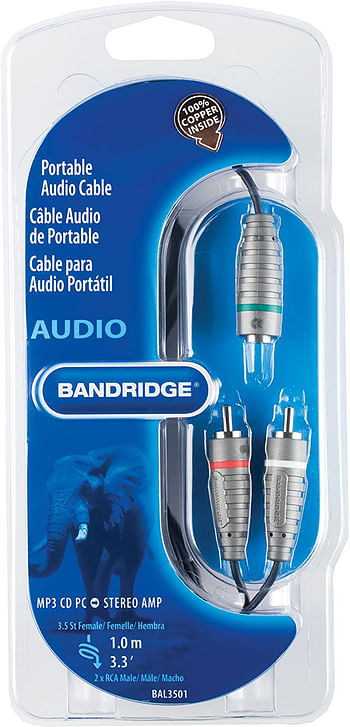 Bandridge Bal3501 Portable Audio Cable, 1.0 M, 1 Meters black/grey