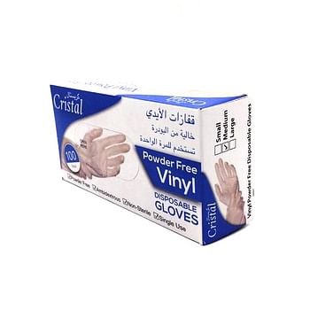 Crystal Power Free Vinyl, Disposable Gloves, 100 pack