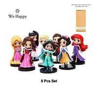 8-Pieces Princess Action Figure Dolls Collectable Toy Set | Pretend Play for Kids | Cake Topper