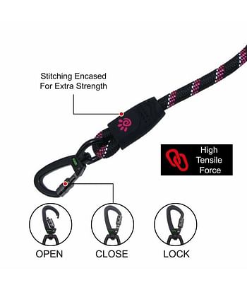 Doco 5ft Reflective Click & Lock Snap Small - Black