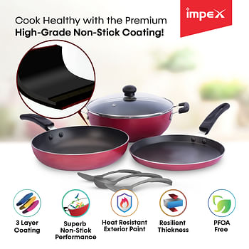 Impex KUK 7 7Pcs Non-stick Cookware Set with Uniform Heat Distribution Technology