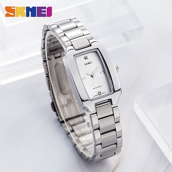 SKMEI 1400 Women's Luxury Quartz Simple Waterproof Stainless Steel Watch  Silver