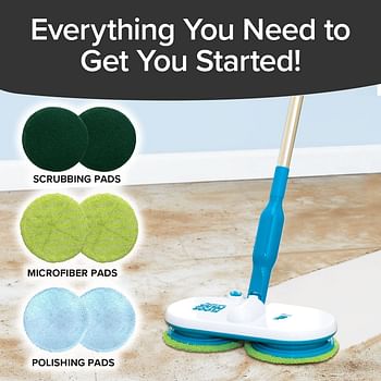 The Motorized Dual Spinning Mop Rechargeable & Cordless with 6 Cleaning Reusable Pads