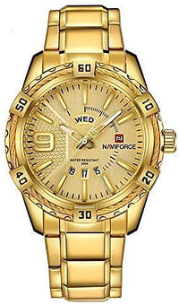 NAVIFORCE Brand Men Waterproof Stainless Steel Quartz Watch 9117 GOLD