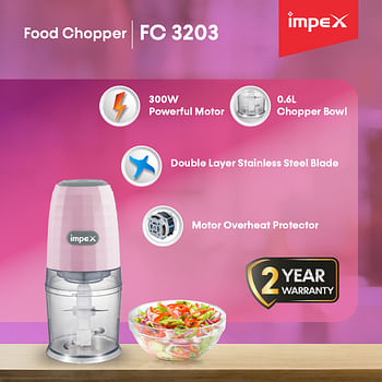 Impex FC 3203 300 Watts Food Chopper With Motor Overheat Protector