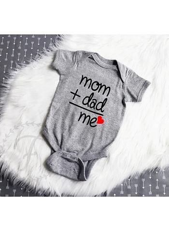 Mom Dad Me Baby Romper Funny Cute Infant Bodysuit Birthday Costume - Grey - 9 to 12 months