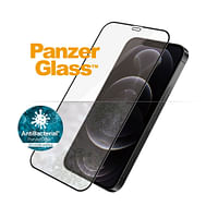 PanzerGlass iPhone 12 / 12 Pro Screen Protector - Edge-to-Edge Tempered Glass w/ Anti-Microbial Surface Protection, Case Friendly & Easy Install - Clear w/ Black Frame