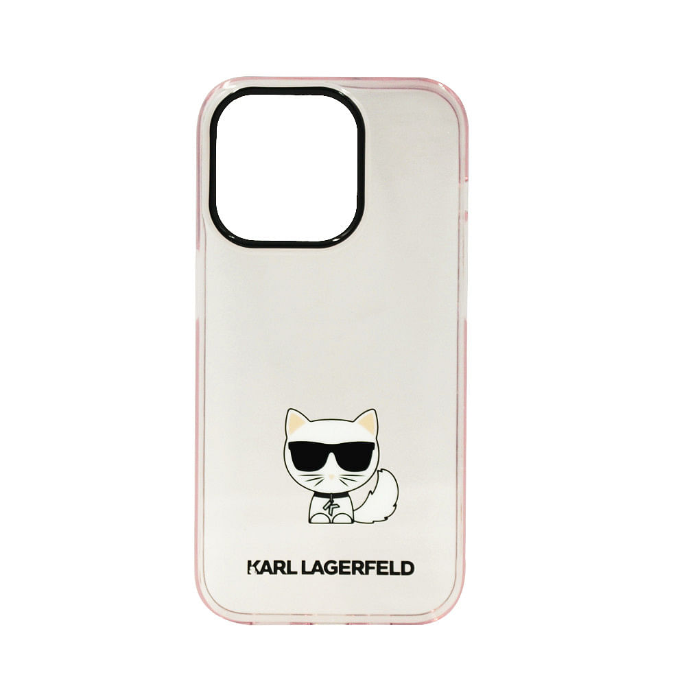 Karl Lagerfeld Iml Transparent Choupette Body Hard Case For Iphone 14 Pro Pink