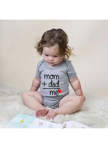 Mom Dad Me Baby Romper Funny Cute Infant Bodysuit Birthday Costume - Grey - 9 to 12 months