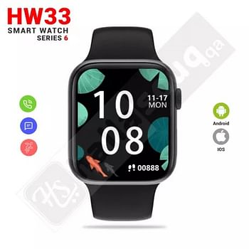 HW33 smart watch series 6 smartwatches Full Screen Bluetooth Call Sport Monitor - Black