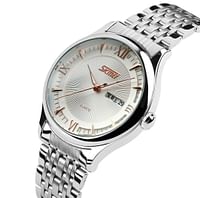 SKMEI 9091 White Dial Original Wrist Watch for Men S-RG