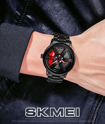 SKMEI 1787 Wheels Rolling Creative Fashion Men's Watch Che Youhui League Fans Butterfly Double Snap Watch RED