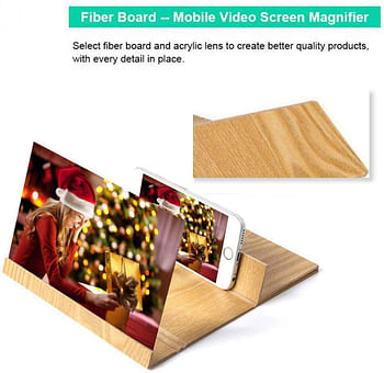Ferdous Mobile Phone Screen Magnifier, 3D Hd Movie Mobile Phone Screen Amplifier,12 Inches Screen Magnifier Smartphone, Wooden Desktop Bracket, For Phone And Pad, Gift for children, husband, wife