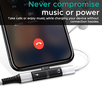 Promate Lightning Jack Adapter, Ultra-Slim 2-In-1 Lightning to Headphone Adapter with High-Quality Audio Output and 2A Pass-Through Charging and Syncing Adapter for Lightning Connector Enabled Devices,