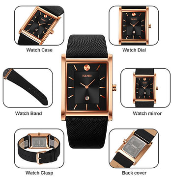 SKMEI 9256 Fashion Design Quartz Watches Men Water Resistant Luxury Date & Time RG/Black