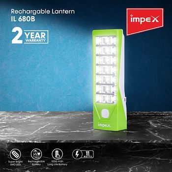 Impex IL 680B 800 mAh LED Rechargeable Lantern featuring Light Selection