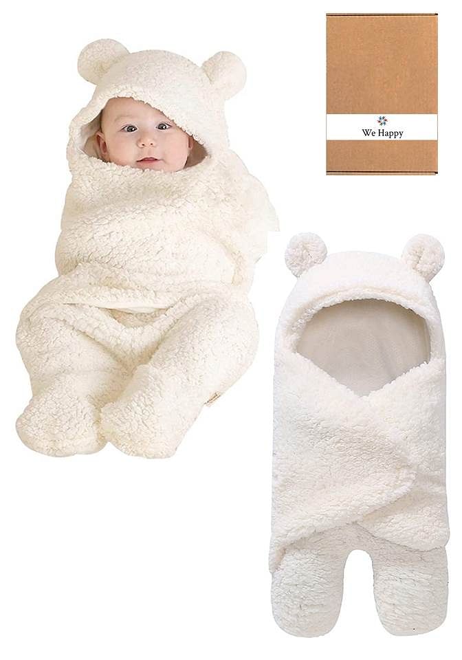 Cute Baby Hooded Blanket Wrap Costume Dress Photoshoot Prop - White