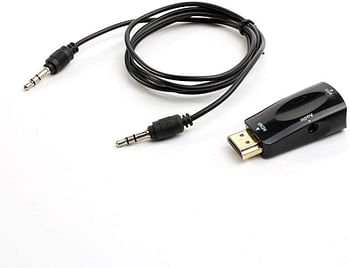Black HDMI Male to VGA Female Video Adapter Converter with Audio Output Audio Cable