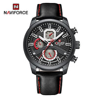 NAVIFORCE NF9211 Movement Quartz Mullti-Funtion Movement Water Proof Leather Straps for Men's - Black