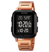 SKMEI 1859 Classic Men Luxury Watches Waterproof LED Stainless Steel Sport Digital Watch - Rose Gold