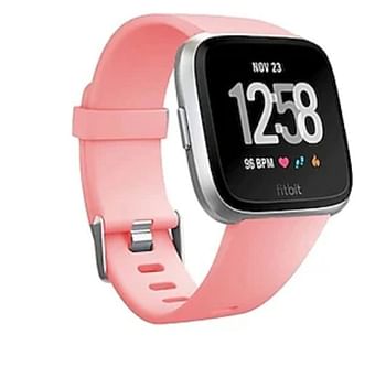 Fitbit Versa Smart Watch Fitness Wristband with Heart Rate Tracker - Unisex - Peach / Rose Gold Aluminum (RG)