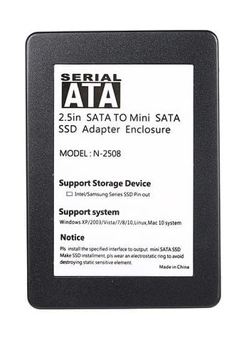 MSATA SSD To SATA Hard Disk Drive Adapter Enclosure Converter 10 x 7 x 0.7centimeter Black /White
