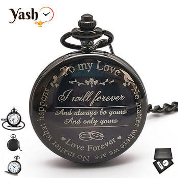 Yash Retro Style I Love You Quartz Pocket Watch For Husband Wife Love Couples