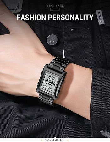 SKMEI 1812 Mens Watches Fashion LED Men Digital Wristwatch Chrono Count Down Alarm Hour For Men's / Women's - Silver