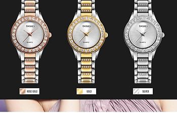 SKMEI 1262 Women Fashion Watches Luxury Stainless Steel Strap Quartz Watch Casual Wristwatches Relogio Feminino GOLD