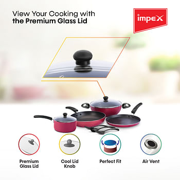 Impex KUK 9 9Pcs Nonstick Cookware Set with High-Grade Non-Stick Coating