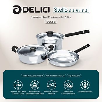 DELICI DSK 5B 5 PCS Stainless Steel Cookware Set