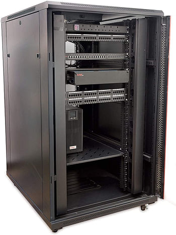 ZonixPlay Network Server Cabinet 27U, 800x 1000mm 19" Rack with front glass door, rear mesh door, with 4 way fan unit, Black