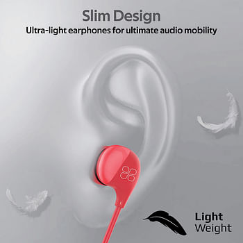 Promate In-Ear Earbuds Headphones, Universal HD Stereo Wired Earphones with Built-In Mic, In-Line Control, Superior Sound Quality and 1.2m Tangle-Free Cord for Smartphones, Tablets, Pc, MP3 Player, Comet Red