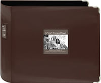 Pioneer 12-Inch by 12-Inch Sewn Leatherette 3-Ring Binder, Brown