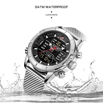 Men's Water Resistant Analog & Digital Watch NF9153S - 45 mm - Silver