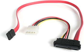 18in SAS 29 Pin to SATA Cable with LP4 Power - 18in SAS 29 pin to SATA Cable - 18in SFF 8482 to SATA (SAS729PW18), Red