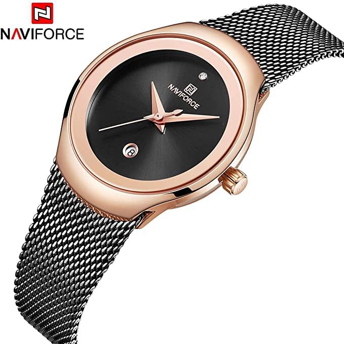 NAVIFORCE Watches Women Super Slim Sliver Mesh Stainless Steel Top Brand Luxury Casual Ladies Wrist Watch Lady Relogio Feminino black