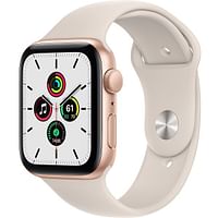 Apple Watch SE 44mm Smart Watch & Health Tracker Gold Aluminum Case with Sport Band Gold