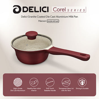 DELICI DGDN MP16M Granite Coated Die-Cast Aluminum Non-Stick Milk Pan