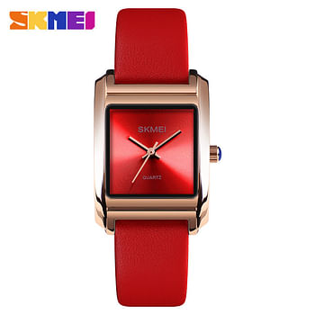 Skmei 1432 Women Fashion Dress Ladies Wrist Watch Luxury Leather Quartz  RED