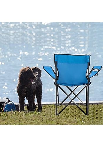 Folding Outdoor Beach Camping Chair with Cup Holder | Royal Blue