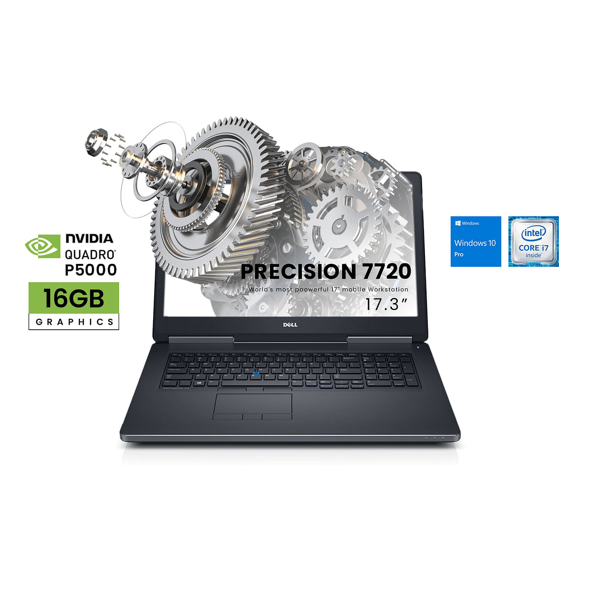 Dell Precision M7720 Beast Workstation for Creators & CAD Works, i7-6820HQ, 16GB Nvidia Quadro P5000, 32GB RAM, 1TB Nvme, 17.3" FHD, Fingerprint, Windows 10 Pro