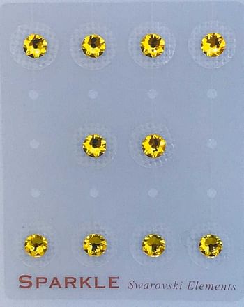 Swarovski Crystals Elements Ear Seeds Non - Piercing Yellow